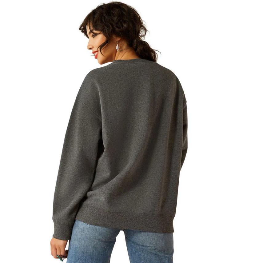 Ariat Women's Long Sleeve Oversized Crew Sweatshirt- Heather Charcoal
