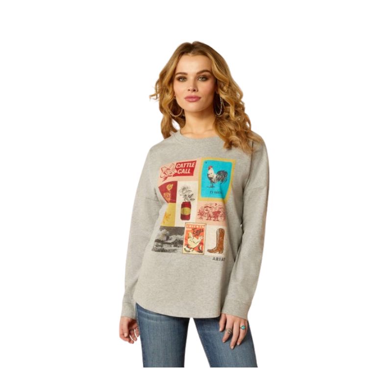 Ariat Women's Cattle Call Oversized Long Sleeve Shirt - Heather Grey