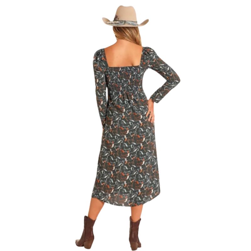 Rock & Roll Women's Horse Print Dress - Black