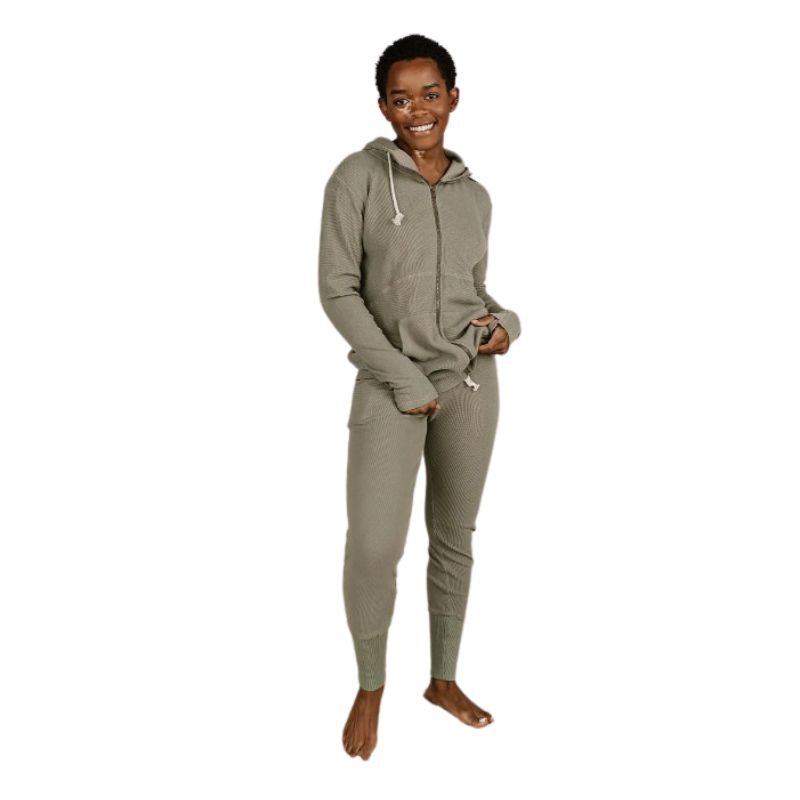 Ampersand Women's Waffle Knit Jogger-Willow- Green