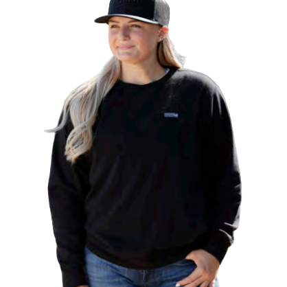 Cinch Women's Long Sleeve Fleece Sweatshirt- Black