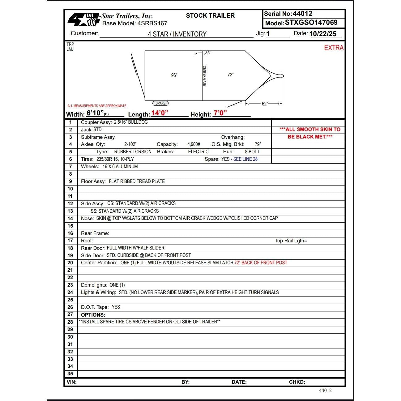 2027 4-Star 14' Stock Bumper Pull