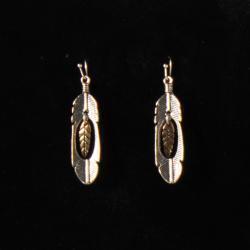 Silver Strike Women's Gold Feather Earrings- Multi