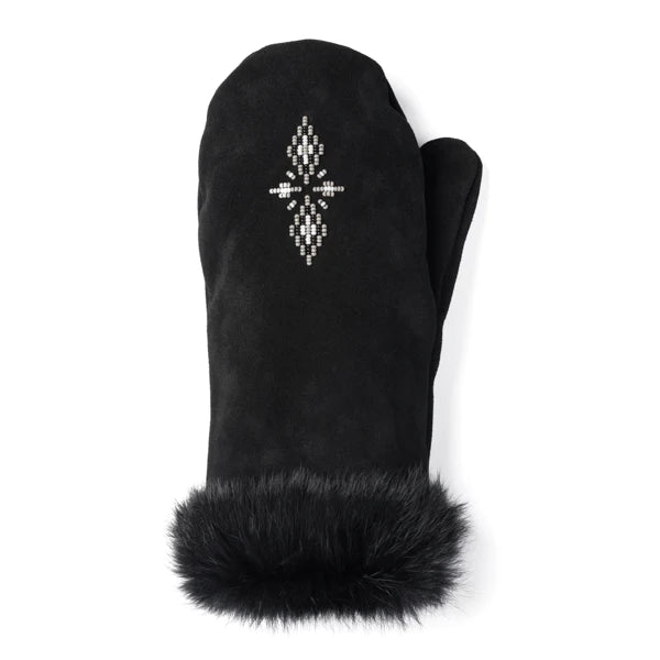 Manitobah Fur Trim Mittens - Black