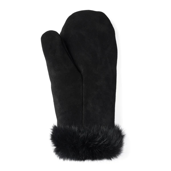 Manitobah Fur Trim Mittens - Black