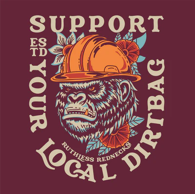Ruthless Rednecks Ape Shift Short Sleeve Tee Shirt - Burgundy