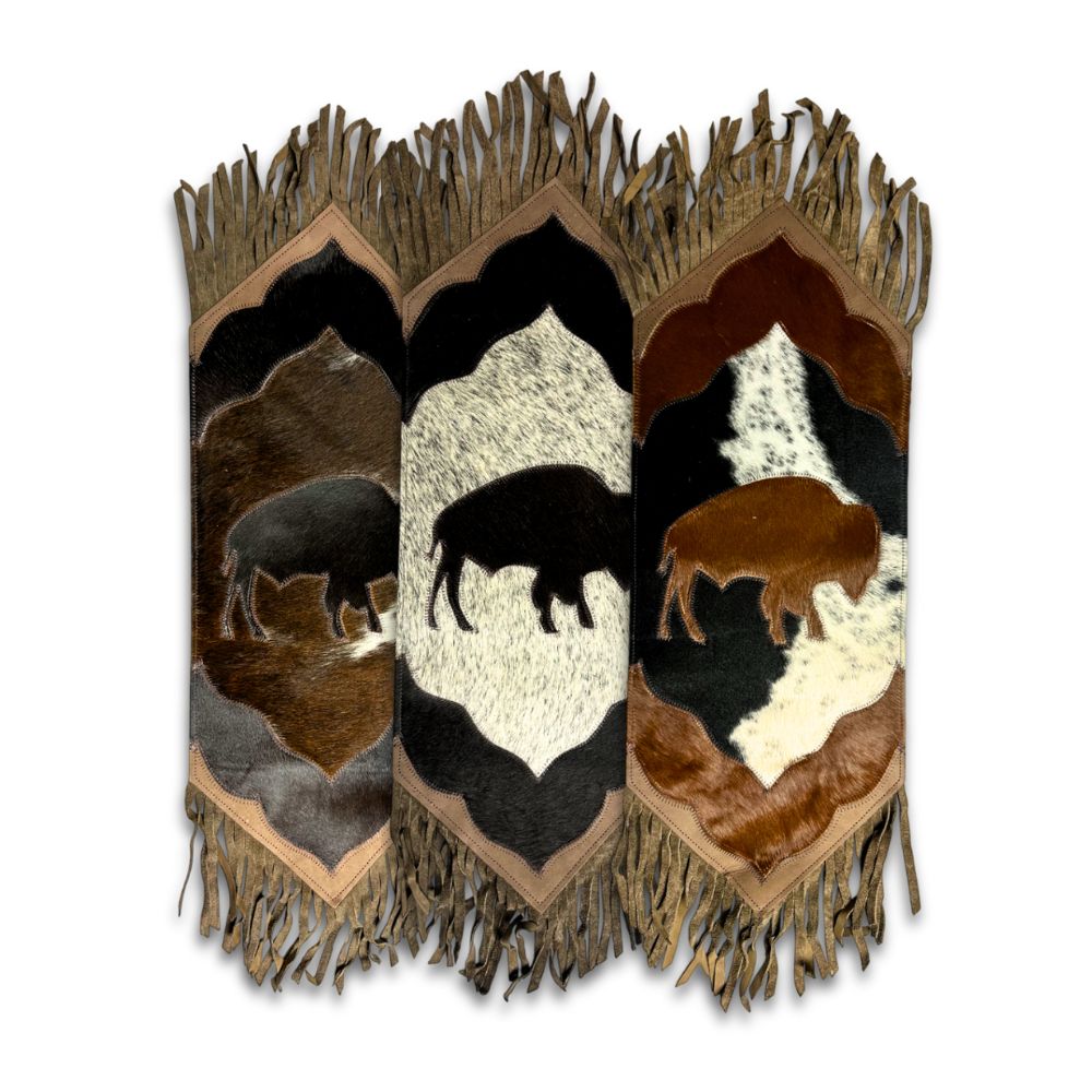 D2W Trading Only Cowhide w/Fringes Bison Mini Table Runner