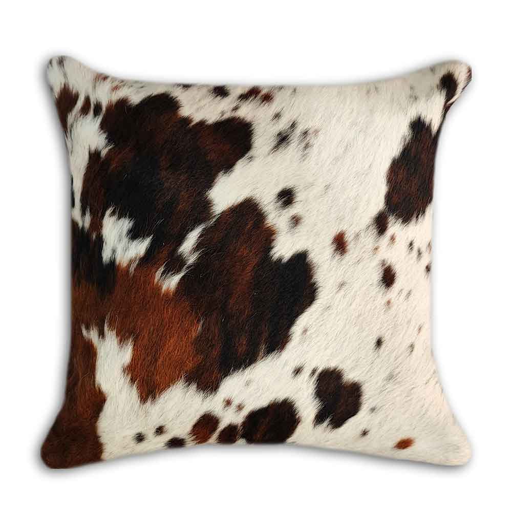 D2W Trading Exotic Whole Cowhide Panel Tricolor Double Sided Pillow Case