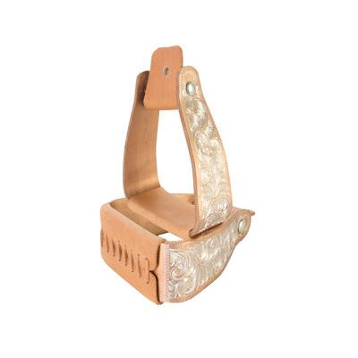 Aime Imports AL Angled Engraved Stirrups 3" Neck 2.5" Tread - Rose Gold
