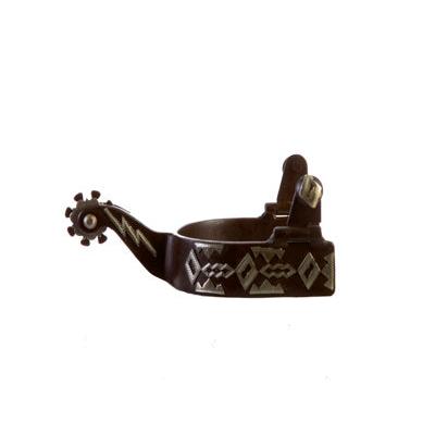 Aime Imports Men's Antique Spur GS Engraved Diamond Pattern - Brown