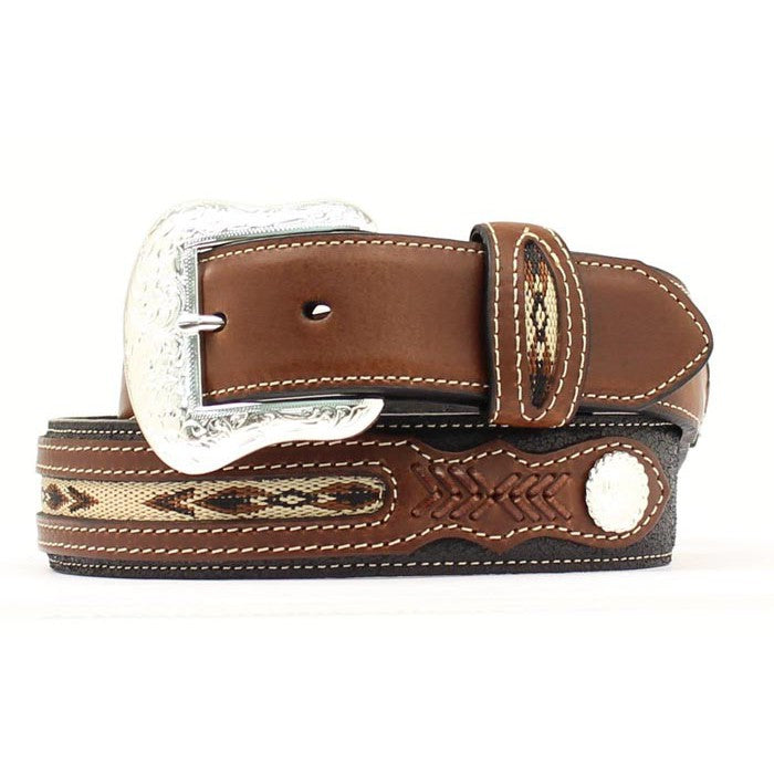 Nocona Men's Top Hand Aztec Ribbon Belt - Black/Brown