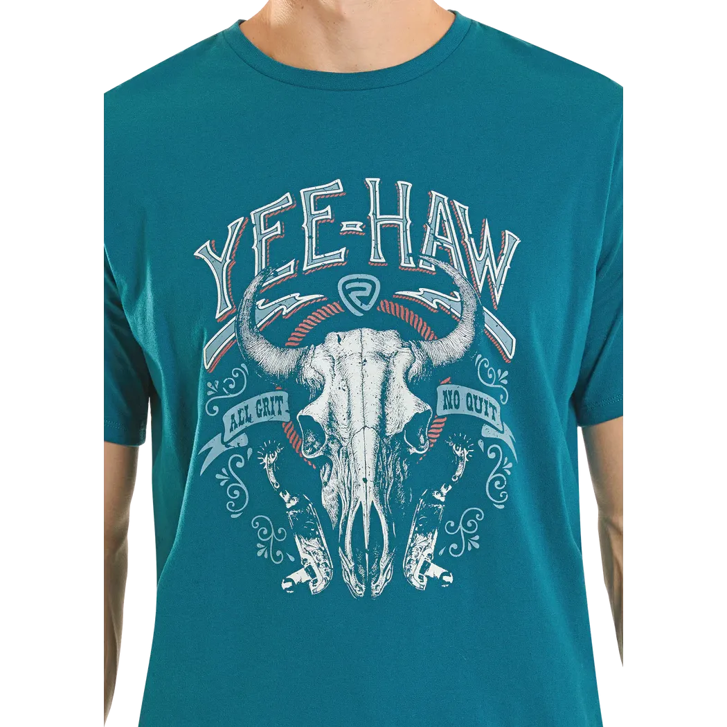 Rock & Roll Unisex Yee Haw Skull Tee Shirt - Teal