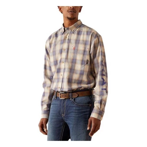 Ariat Men's FR Crenshaw Logo Long Sleeve Work Shirt- Moonbeam