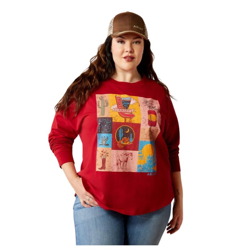 Ariat Women's Roadside Oversized Long Sleeve Shirt - Rio Red