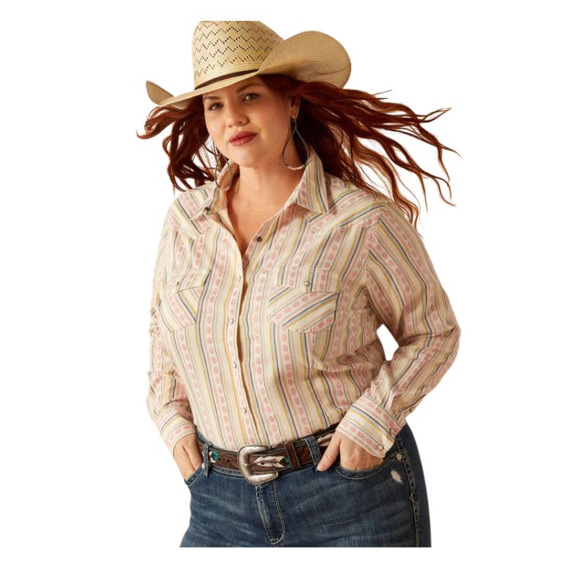 Ariat Women's Long Sleeve Alyssa Shirt- Carnation Dobby