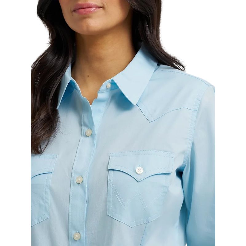 Wrangler Women's ASAP Retro Long Sleeve Shirt - Cool Blue