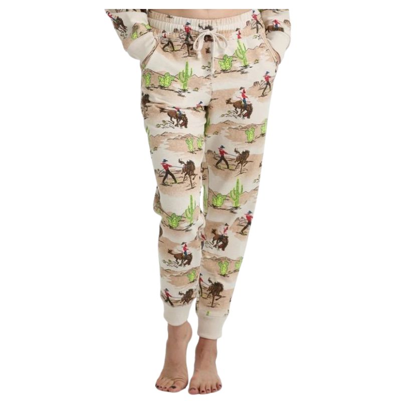 Cruel Women's Western Bronc Print Jogger-Cream