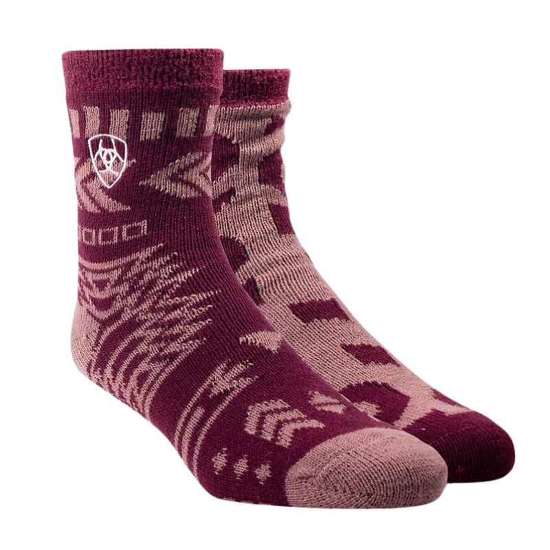 Ariat Women's Cozy Aloe House Socks (2 Pairs) - Windsor Wine