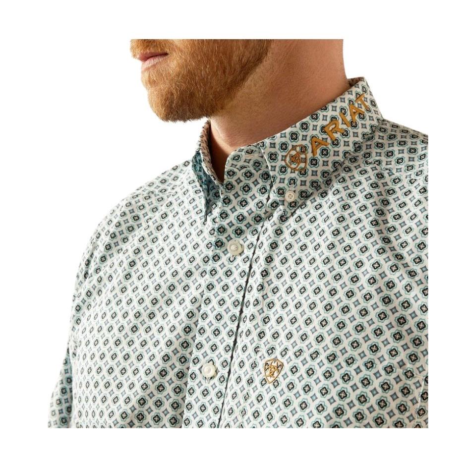 Ariat Men's Long Sleeve Team Franklin Classic Fit Shirt- Blue/Brown