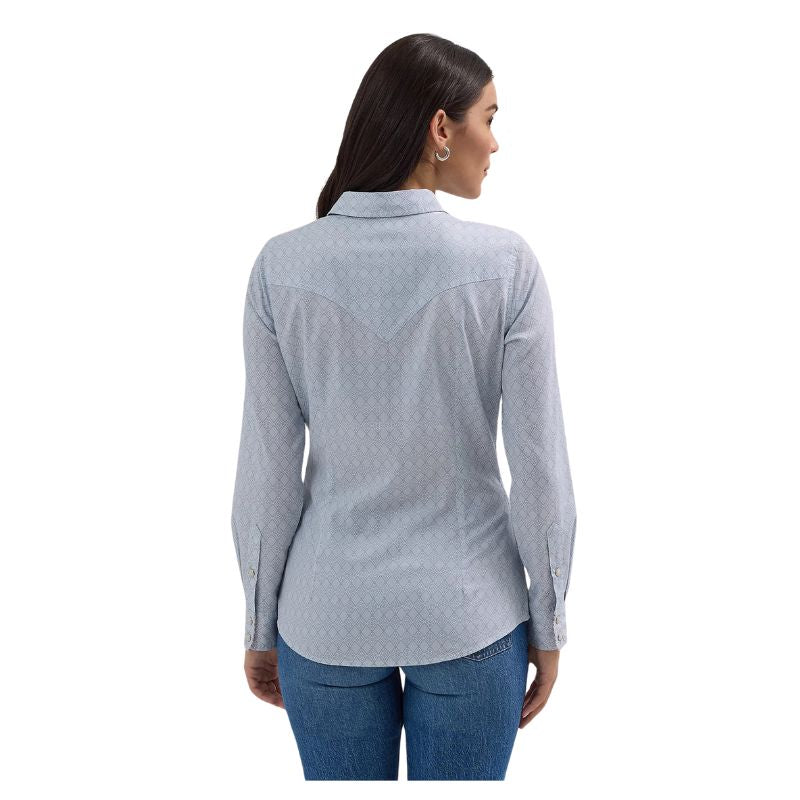 Wrangler Retro Women's Western Long Sleeve Dress Shirt- Blue