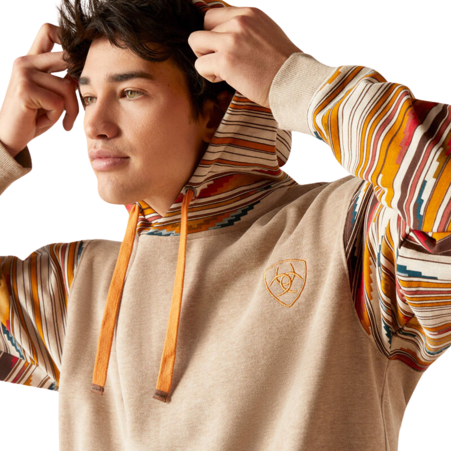 Ariat Men's Colour Blocked Chimayo Hoodie - Beige