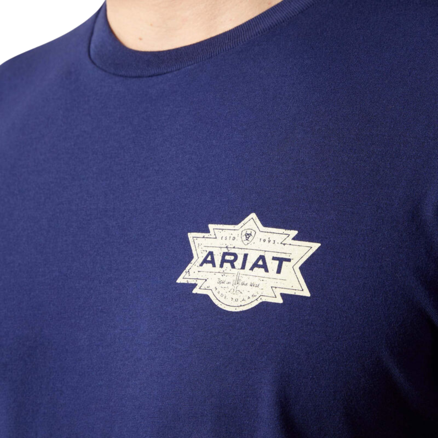Ariat Men's Mesa Motif Lockup Short Sleeve Tee Shirt - Medieval Blue