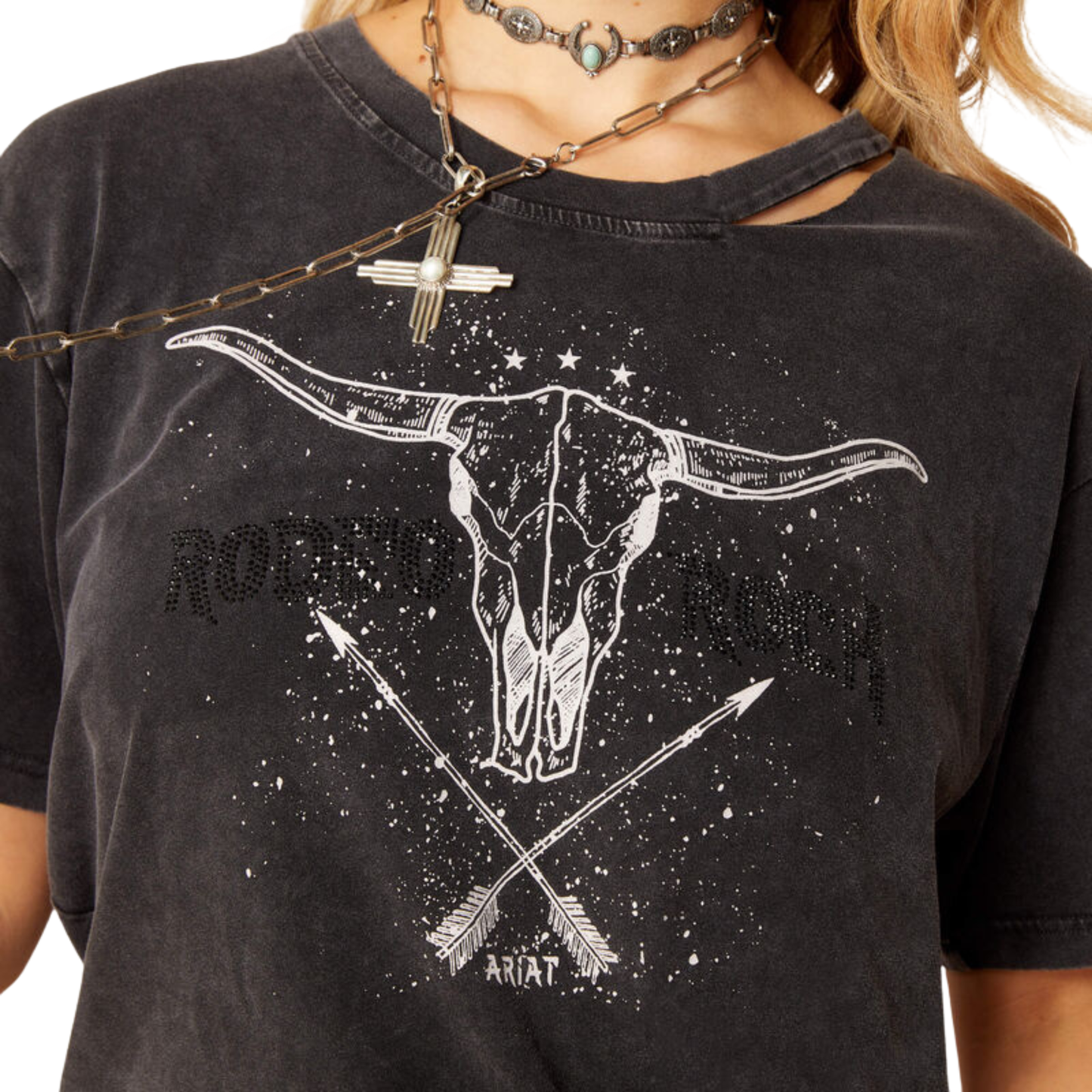 Ariat Women's Rock 'n' Rodeo Short Sleeve Shirt - Charcoal Wash