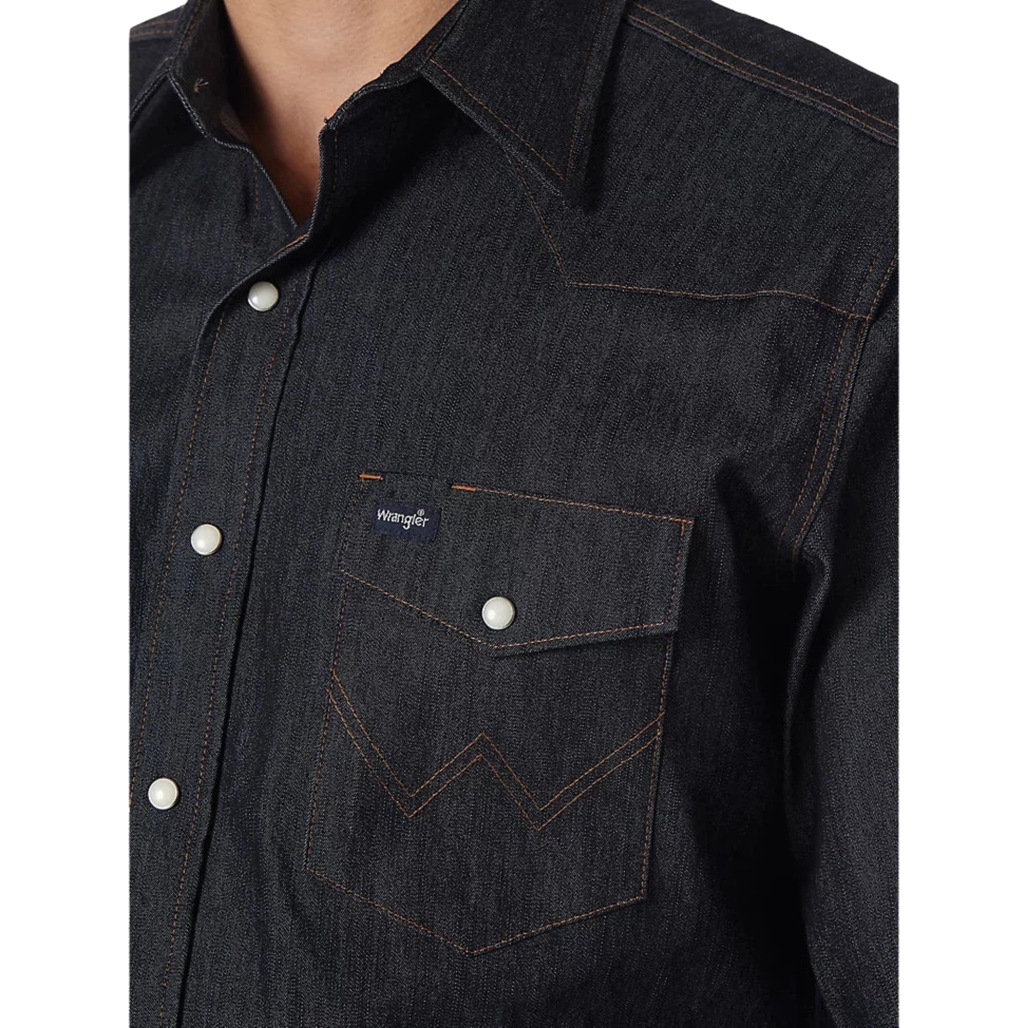 Wrangler Men's Premium Performance Advanced Comfort Cowboy Cut Long Sleeve Spread Collar Solid Shirt - Denim