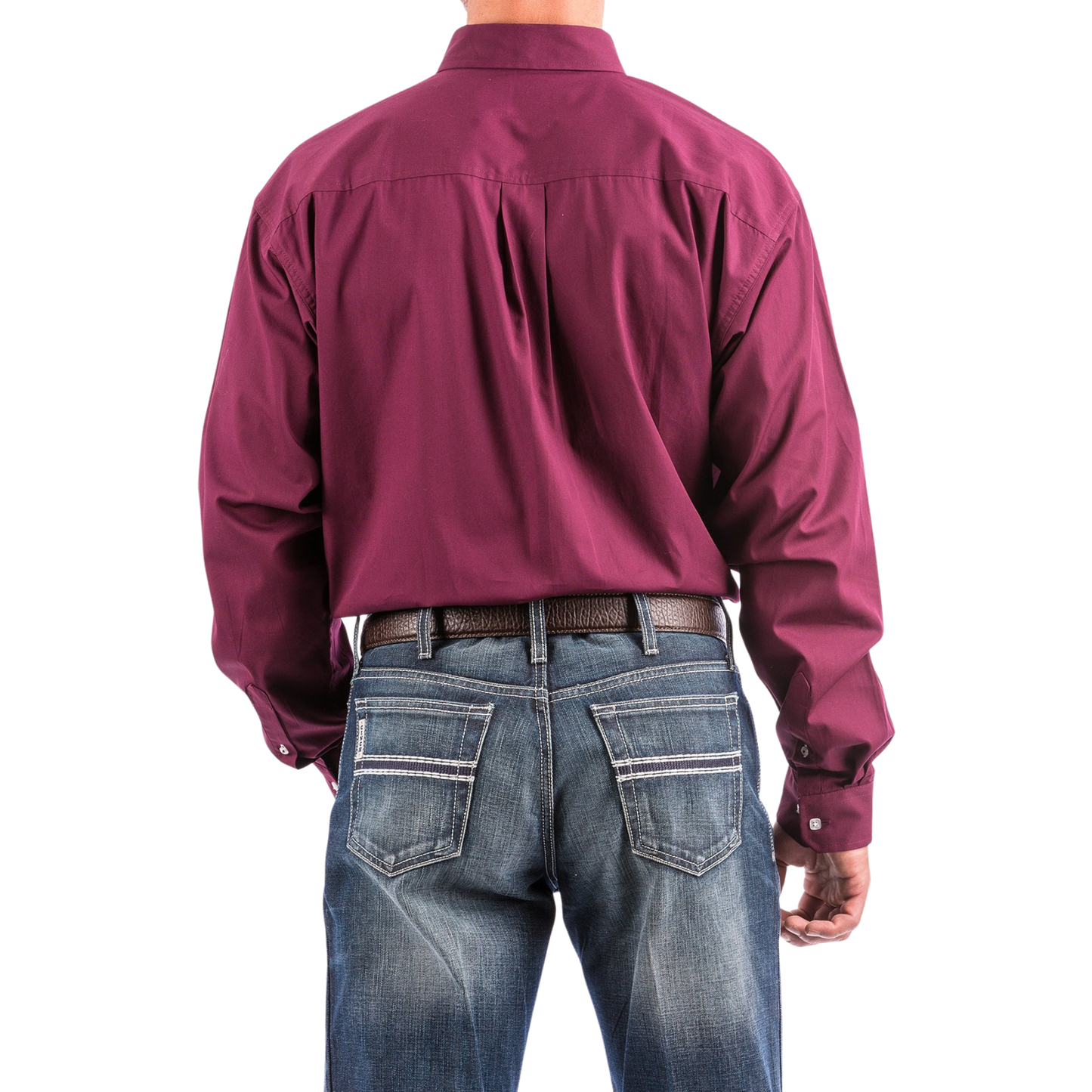 Cinch Men's Classic Fit Solid Button-Down Long Sleeve Shirt - Burgundy