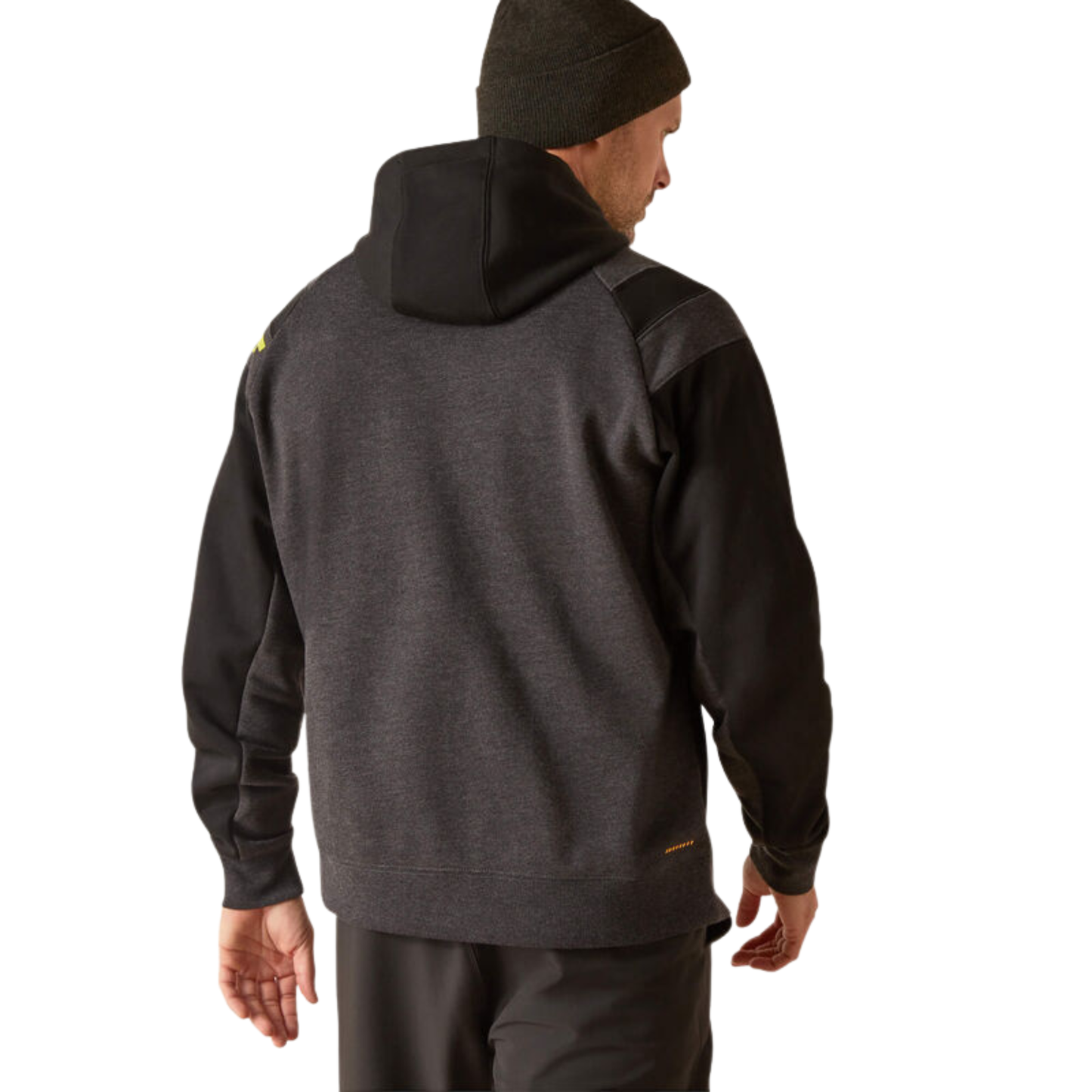 Ariat Men's Rebar Workman Color Block Logo Hoodie - Black/Charcoal Heather