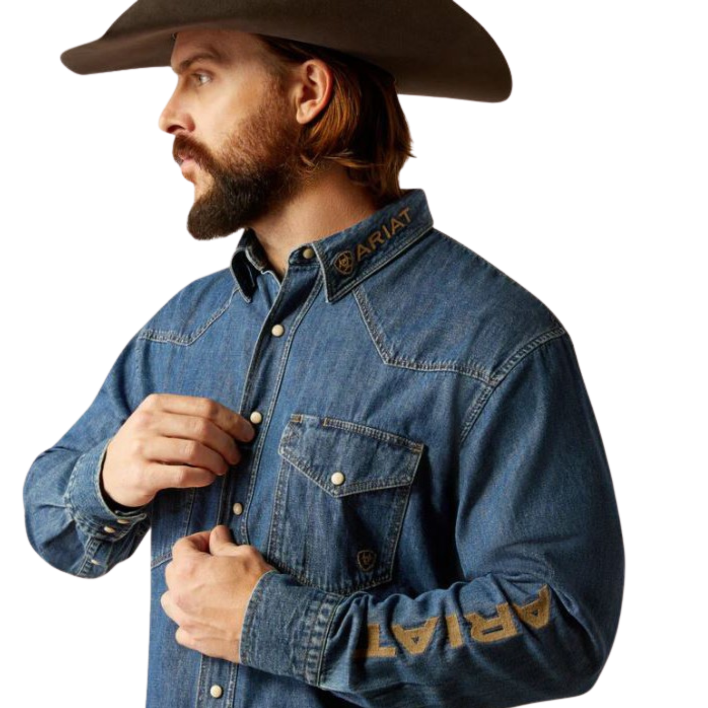 Ariat Men's Team Snap Long Sleeve Shirt - Denim