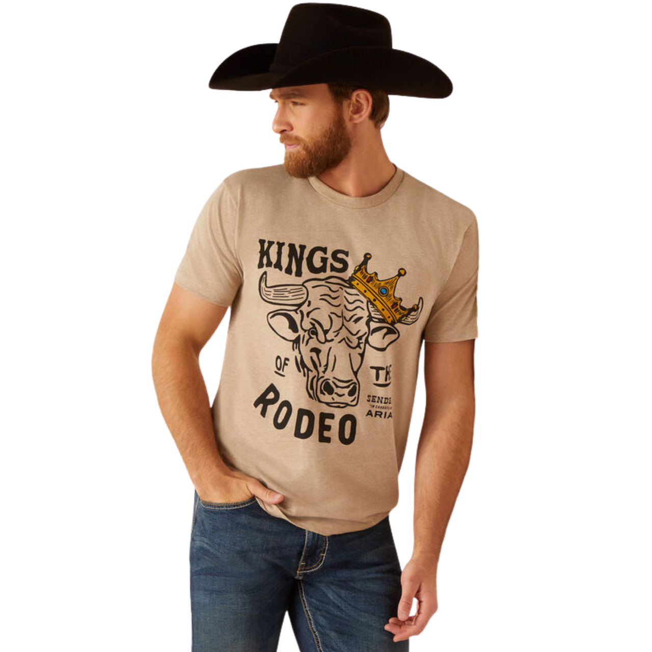 Ariat Unisex Sendero King Cow T-Shirt - Oatmeal Heather
