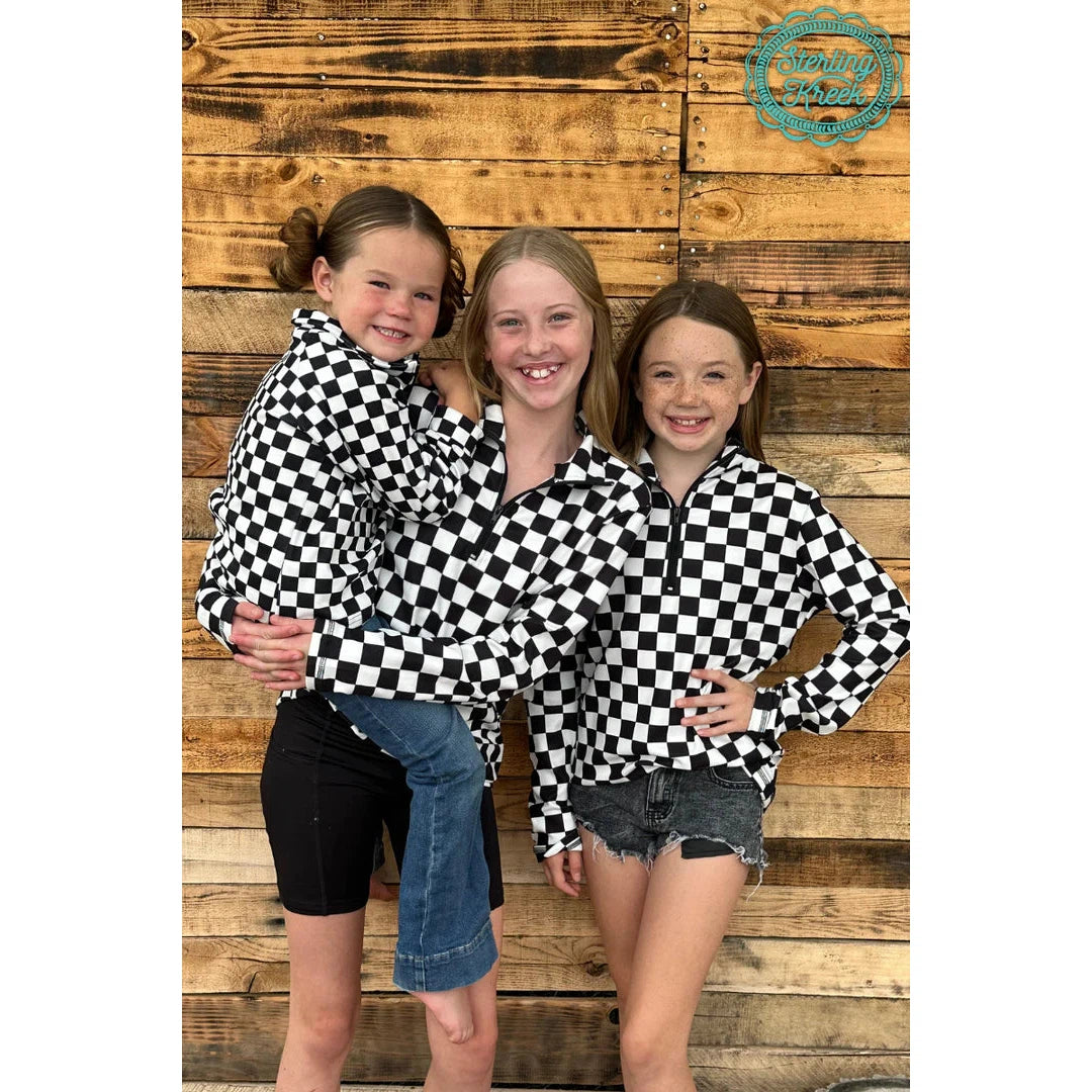 Sterling Kreek Kid's Mini Round The Track Pullover - Black & White