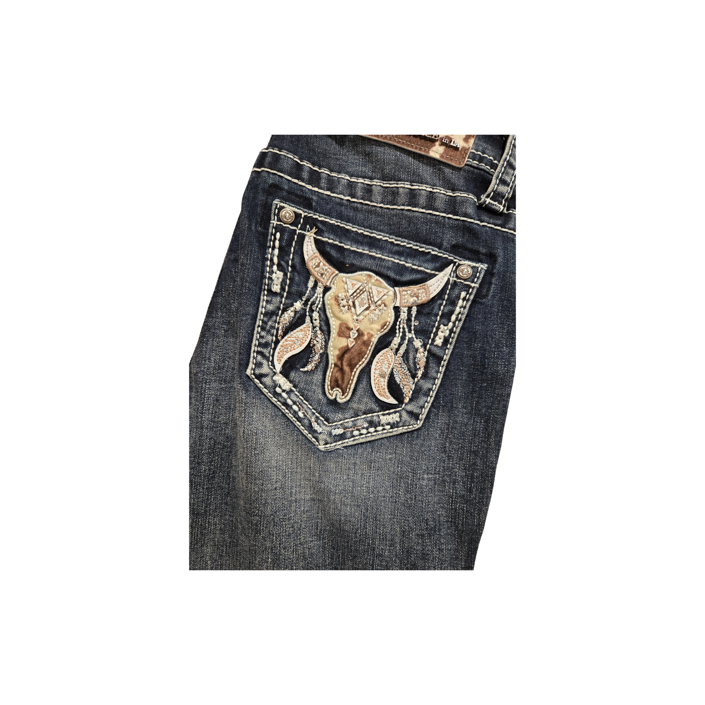 Grace in LA Women's Steer Head Jeans - Dark Wash