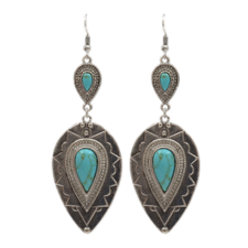 M&F Antique Silver Inverted Teardrop Earrings