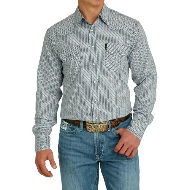 Cinch Men's Long Sleeve Modern Fit Snap Western Shirt - White