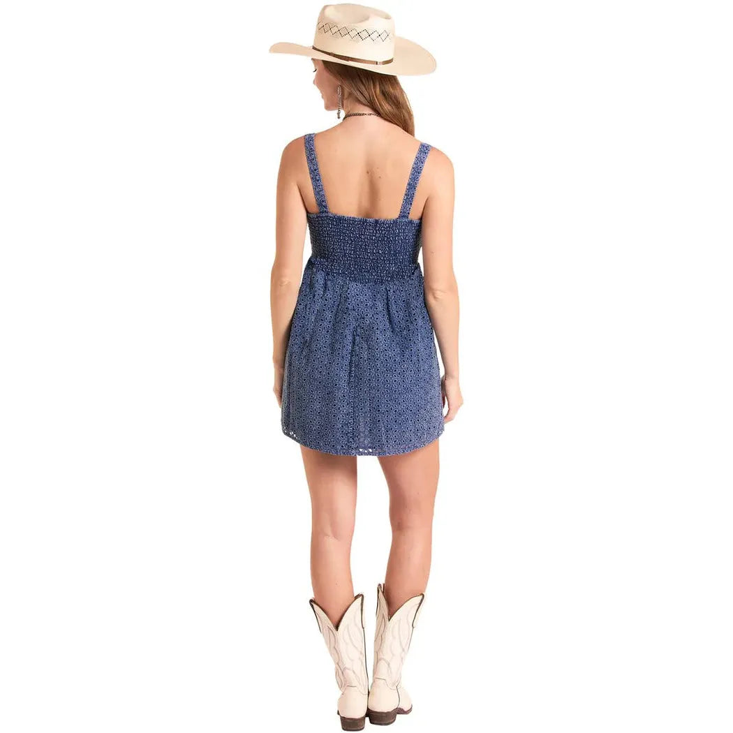 Rock & Roll Women's Eyelet Mini Dress - Navy
