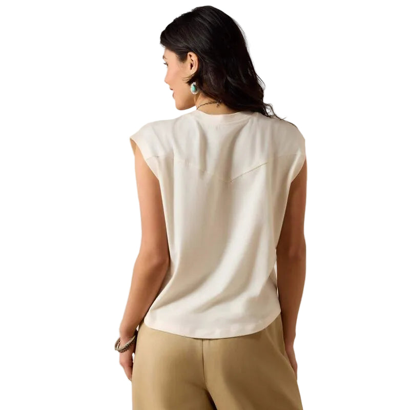 Ariat Women's Wild West Cropped Sleeveless Shirt - Sea Salt