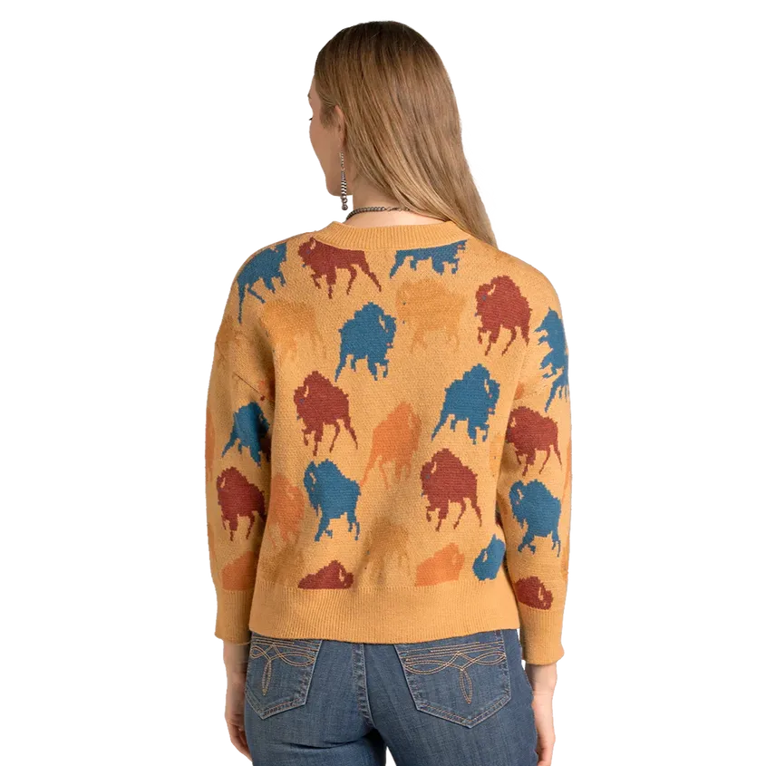 Panhandle Slim Women's Buffalo Oversized Sweater - Orange