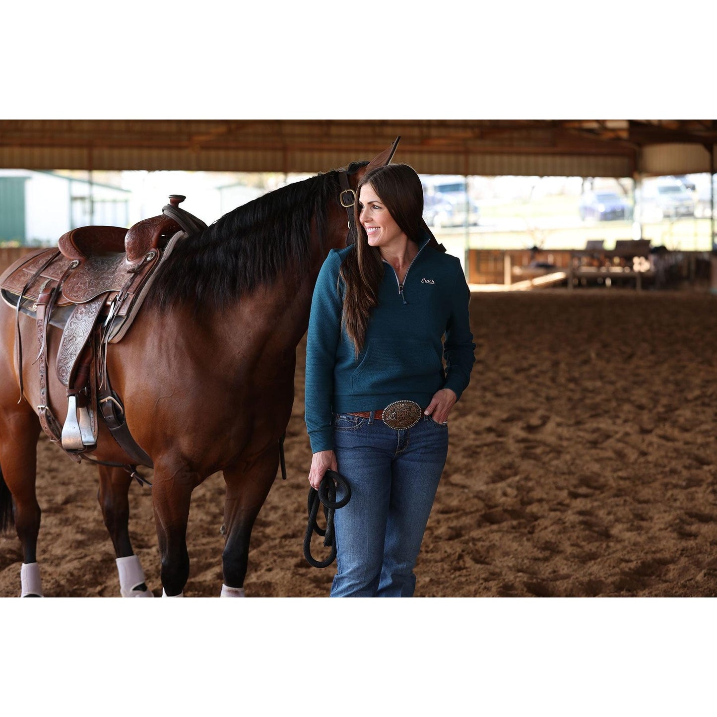 Cruel Women's Long Sleeve 1/4 Zip Sweatshirt - Teal