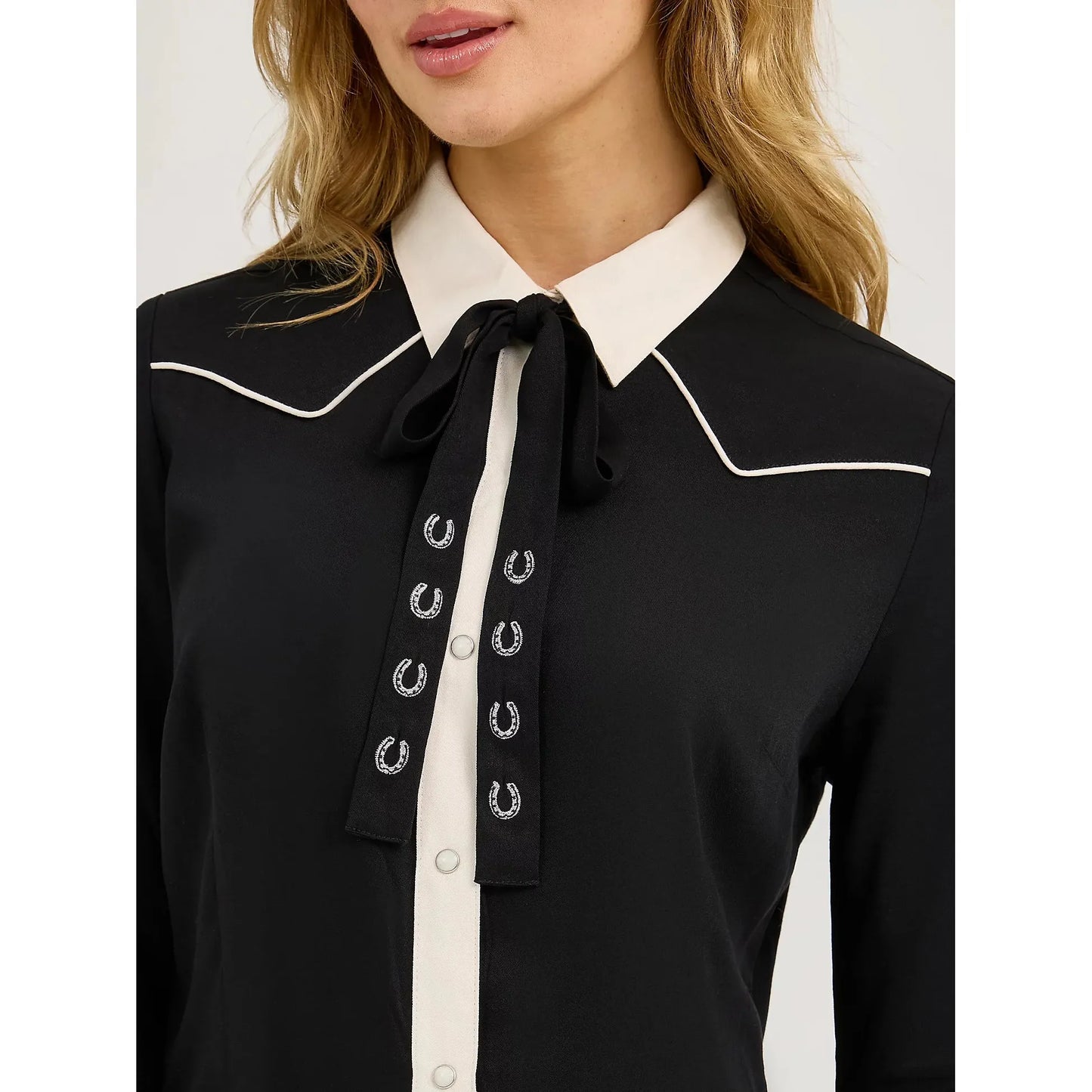 Wrangler Women's Contrast Cuff Western Mini Dress - Black