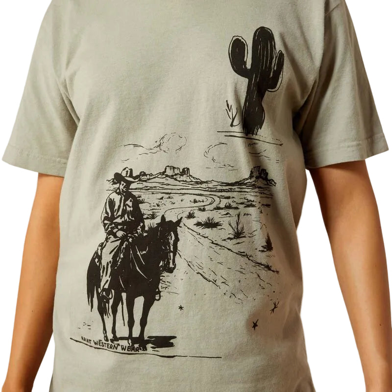 Ariat Women's Sketchy Cowboy Short Sleeve Tee Shirt - Sandstone