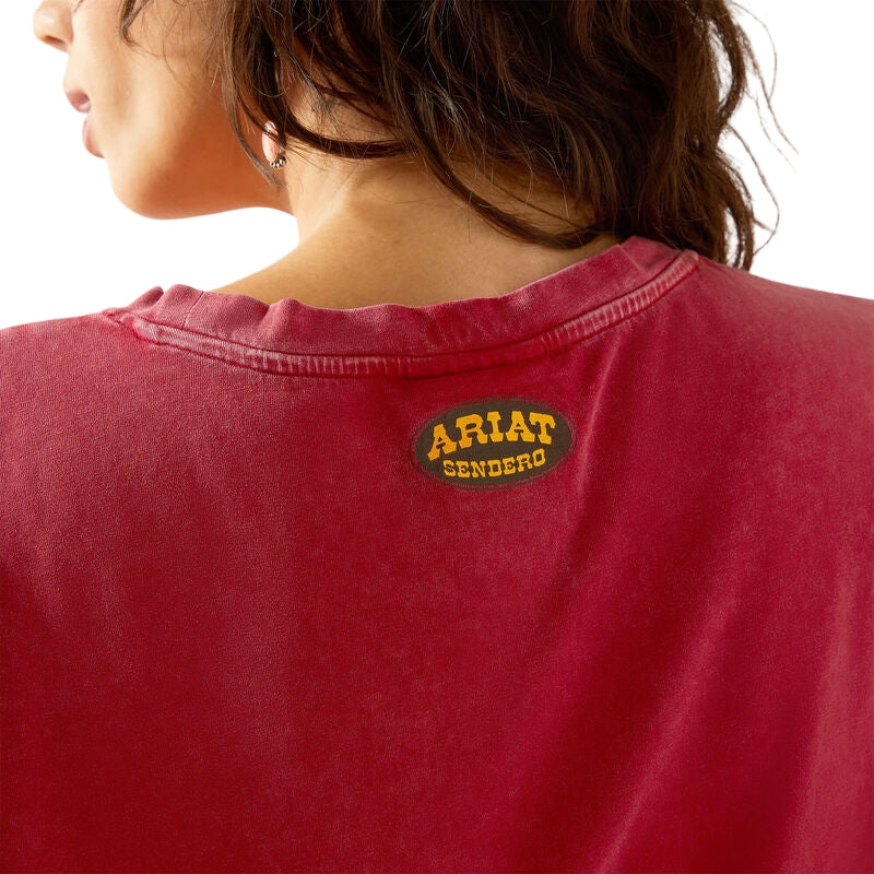 Ariat Women's Short Sleeve Sendero Slow Horses Tee Shirt - Biking Red Mineral Wash
