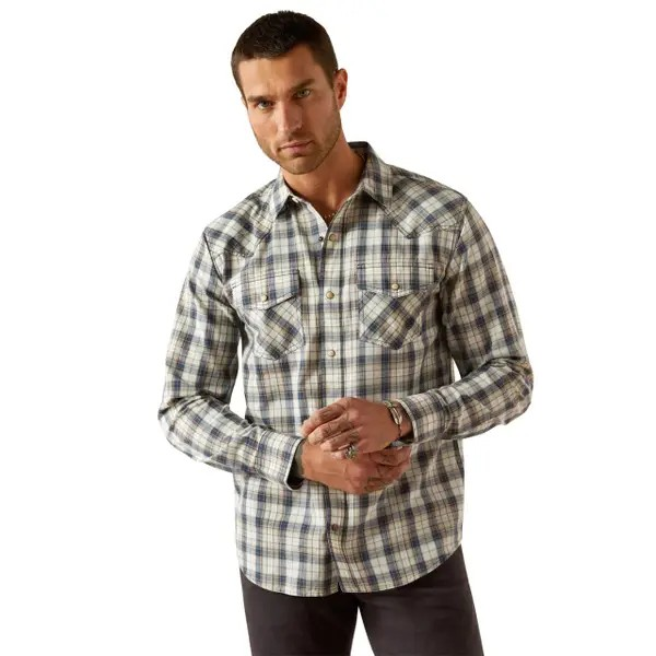 Ariat Men's Hampton Long Sleeve Retro Fit Over Shirt - Navy