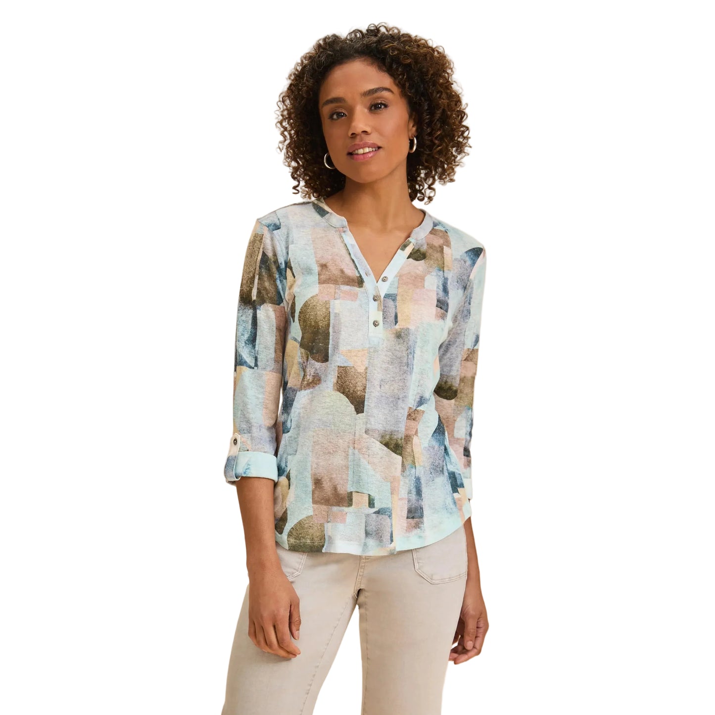 FDJ Women's 3/4 Sleeve Henley Top - Coppertone - Irvine Tack & Western Wear