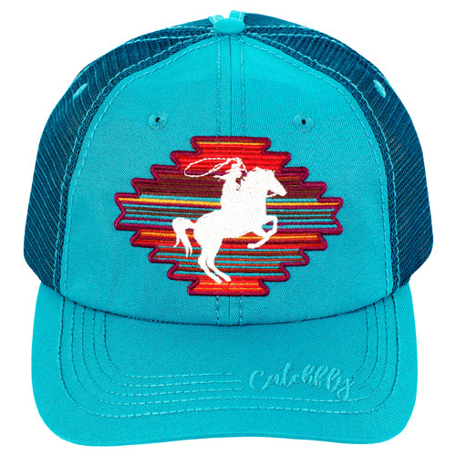 Catchfly Women's Baseball Cap - Teal w/Aztec & Cowgirl
