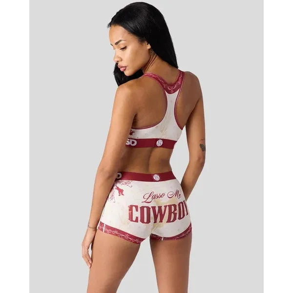 PSD Underwear Women's Lasso Me Sports Bra - Red/Cream