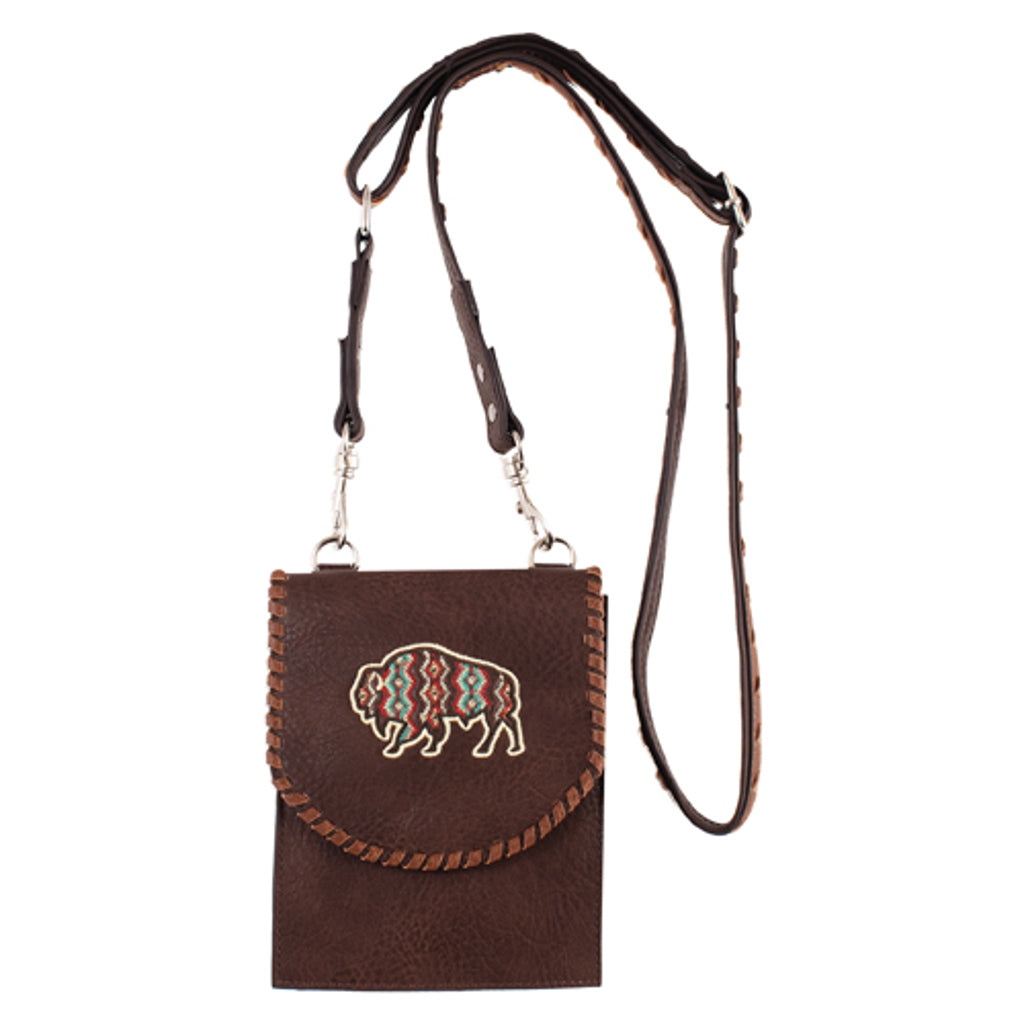 Red Dirt Hat Co Women's Bison Embroidered Saddle Pouch - Brown