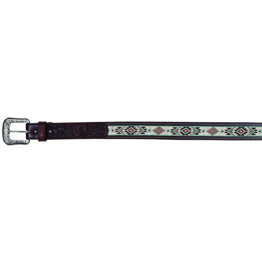 Red Dirt Hat Co Women's Turquoise Seed Beaded Inlay Belt - Dark Brown