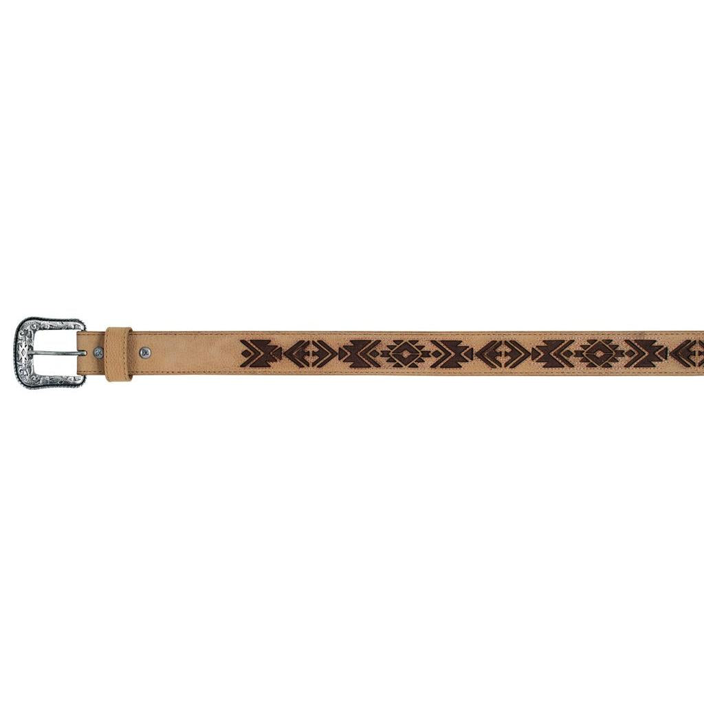 Red Dirt Hat Co Women's Southwestern Design with Brown Inlay Belt - Bone/Brown